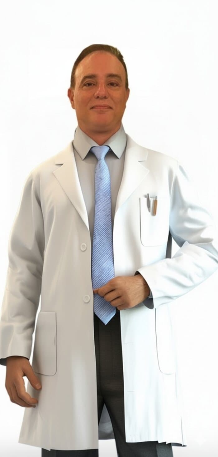 Retrato de Joel Augusto Ribeiro Teixeira, de jaleco branco
